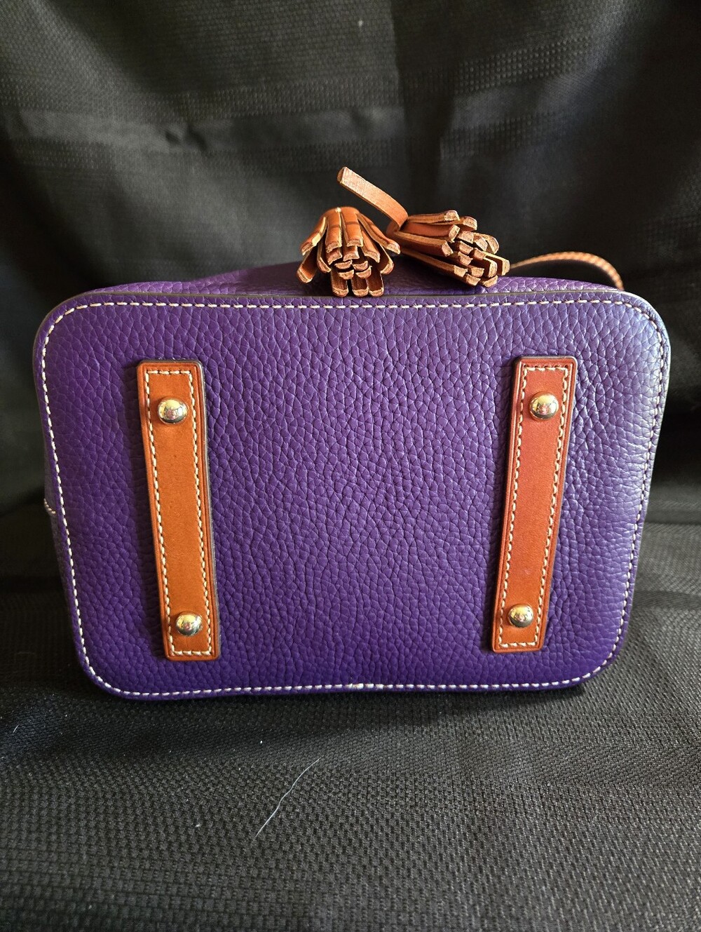 Dooney & Bourke Purple Leather Drawstring Bucket Bag - Picture 8 of 12